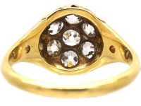Victorian 18ct Gold Diamond Cluster Ring with Pierced Shoulders
