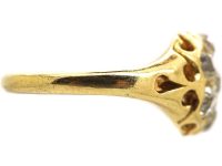 Victorian 18ct Gold Diamond Cluster Ring with Pierced Shoulders