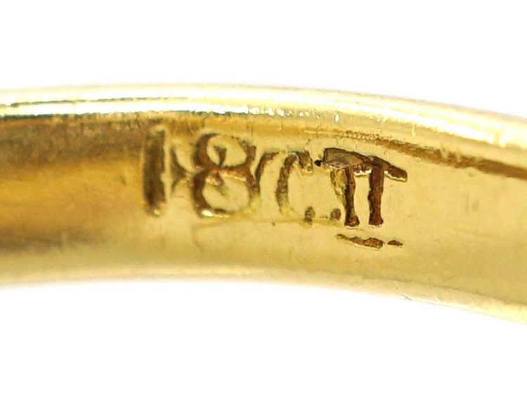 Victorian 18ct Gold Diamond Cluster Ring with Pierced Shoulders