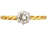 Edwardian 18ct Gold Coily Ring set with a Diamond