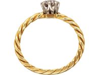 Edwardian 18ct Gold Coily Ring set with a Diamond