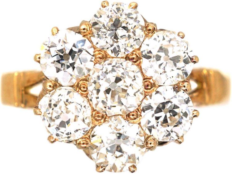 Edwardian 18ct Gold Diamond Cluster Ring