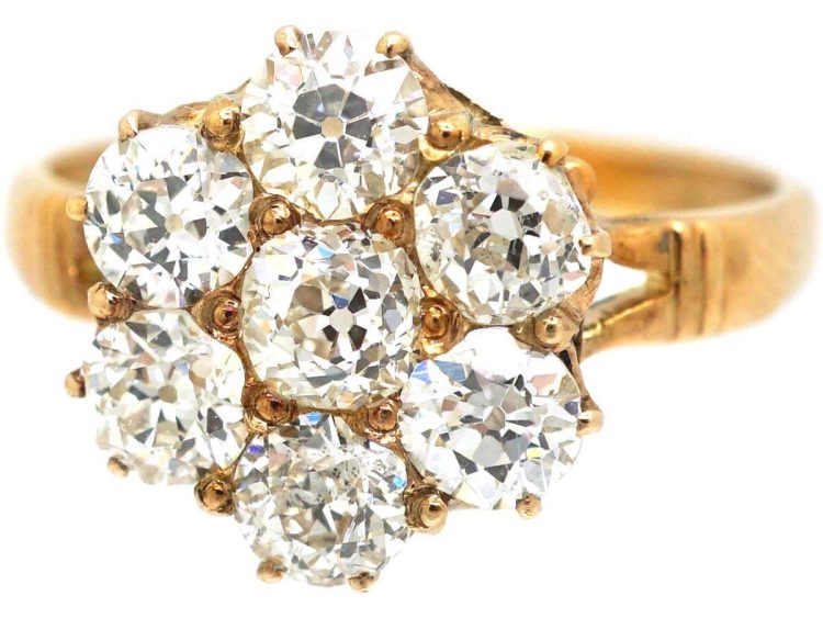 Edwardian 18ct Gold Diamond Cluster Ring