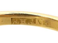 Victorian 18ct Gold Five Stone Sapphire & Diamond Carved Half Hoop Ring