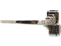 Art Deco Platinum Emerald & Diamond Crossover Ring