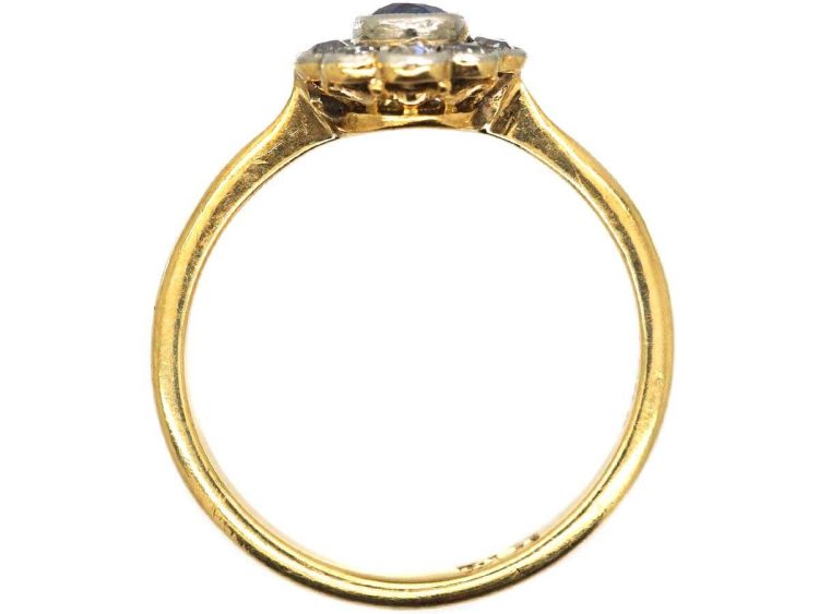 Edwardian 18ct Gold & Platinum Sapphire & Diamond Oval Cluster Ring
