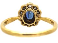 Edwardian 18ct Gold & Platinum Sapphire & Diamond Oval Cluster Ring