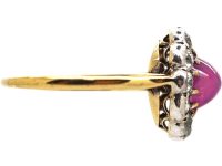 Edwardian 18ct Gold Star Ruby & Diamond Oval Cluster Ring