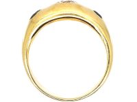 Mid 20th Century 18ct Gold Rub Over Set Sapphire & Diamond Three Stone Ring