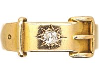 Victorian 15ct Gold Buckle Ring set with a Diamond