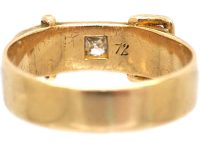 Victorian 15ct Gold Buckle Ring set with a Diamond