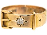 Victorian 15ct Gold Buckle Ring set with a Diamond