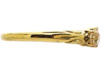 Edwardian 18ct Gold Pink Sapphire & Diamond Three Stone Ring