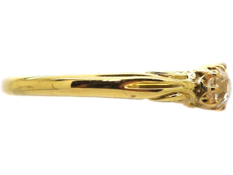 Edwardian 18ct Gold Pink Sapphire & Diamond Three Stone Ring