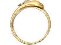 Edwardian 18ct Gold & Platinum Double Snake Ring