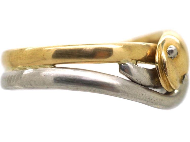 Edwardian 18ct Gold & Platinum Double Snake Ring