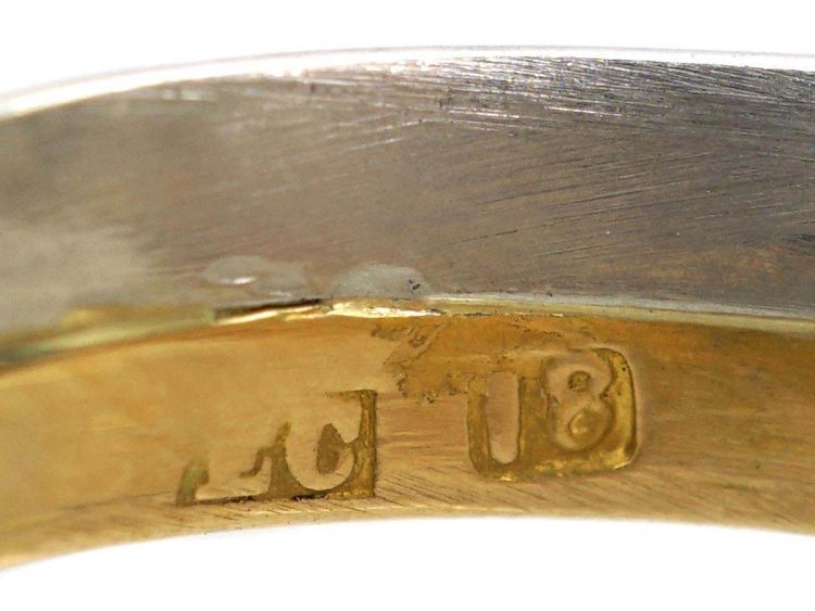 Edwardian 18ct Gold & Platinum Double Snake Ring