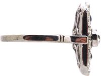 Art Deco Platinum Pierced Plaque Ring set with Sapphires & Diamonds