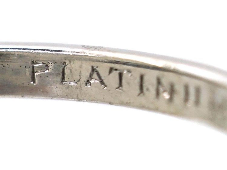 Art Deco Platinum Pierced Plaque Ring set with Sapphires & Diamonds