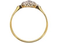 Edwardian 18ct Gold & Platinum Diamond Cluster Ring with Diamond set Shoulders