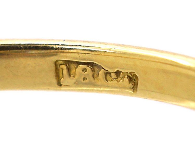 Edwardian 18ct Gold & Platinum Diamond Cluster Ring with Diamond set Shoulders