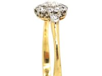 Edwardian 18ct Gold & Platinum Diamond Cluster Ring with Diamond set Shoulders