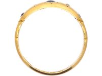 Edwardian 18ct Gold Five Stone Sapphire & Diamond Gypsy Ring