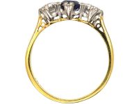 Early 20th Century 18ct Gold & Platinum, Sapphire & Diamond Three Stone Ring