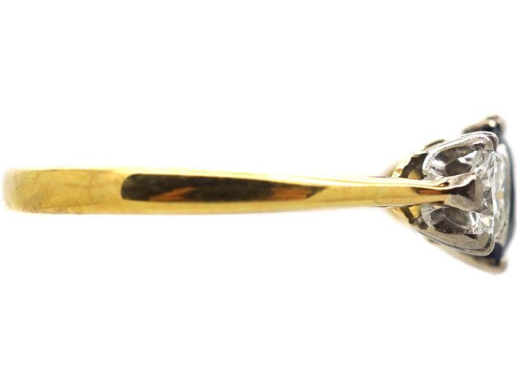 Early 20th Century 18ct Gold & Platinum, Sapphire & Diamond Three Stone Ring