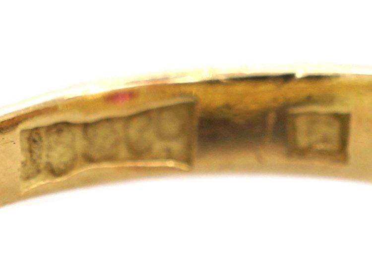 Edwardian 18ct Gold Ruby & Diamond Cluster Ring with Diamond Shoulders