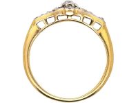 Edwardian 18ct Gold & Platinum Diamond Cluster Ring with Rose Diamond set Shoulders