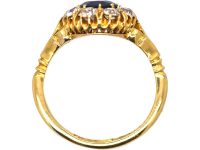 Victorian 18ct Gold, Sapphire & Diamond Oval Cluster Ring