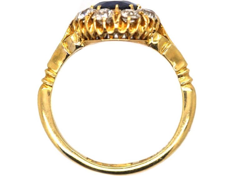 Victorian 18ct Gold, Sapphire & Diamond Oval Cluster Ring