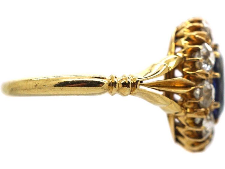 Victorian 18ct Gold, Sapphire & Diamond Oval Cluster Ring