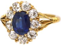 Victorian 18ct Gold, Sapphire & Diamond Oval Cluster Ring
