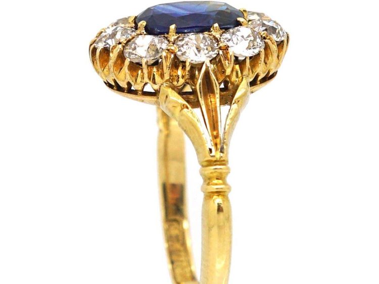 Victorian 18ct Gold, Sapphire & Diamond Oval Cluster Ring