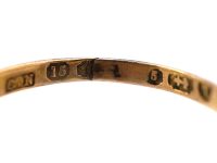 Early Victorian 15ct Gold Ruby & Natural Split Pearl Cluster Ring with Pierced Shoulders