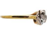 Edwardian 18ct Gold & Platinum Three Stone Diamond Crossover Ring