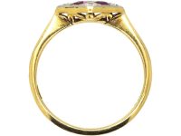 Art Deco 18ct Gold & Platinum Diamond Shaped Ring set with Rubies & Diamonds