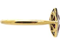 Art Deco 18ct Gold & Platinum Diamond Shaped Ring set with Rubies & Diamonds