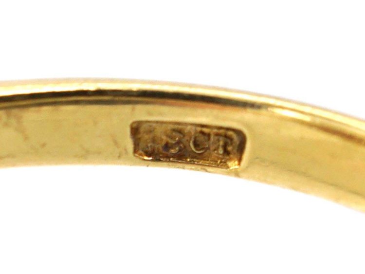 Art Deco 18ct Gold & Platinum Diamond Shaped Ring set with Rubies & Diamonds