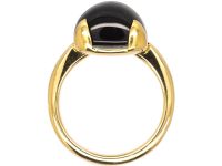 Modernist 18ct Gold Ring set with a Cabochon Cut Green Tourmaline