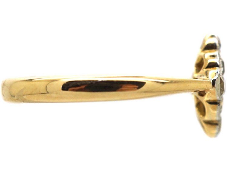 Edwardian 18ct Gold & Platinum Diamond Shaped Ring set with Diamonds