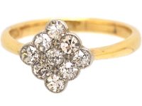 Edwardian 18ct Gold & Platinum Diamond Shaped Ring set with Diamonds