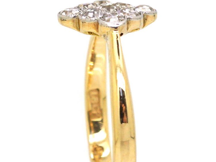 Edwardian 18ct Gold & Platinum Diamond Shaped Ring set with Diamonds