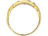 Victorian 18ct Gold Sapphire & Diamond Boat Shaped Ring