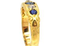Victorian 18ct Gold Sapphire & Diamond Boat Shaped Ring
