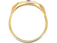 Edwardian 18ct Gold Boat Shaped Ring set with Rubies & Diamonds