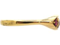 Edwardian 18ct Gold Boat Shaped Ring set with Rubies & Diamonds