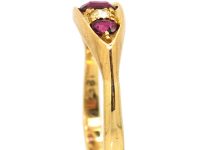 Edwardian 18ct Gold Boat Shaped Ring set with Rubies & Diamonds